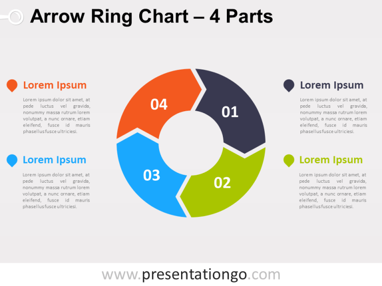 Free editable 4-Parts Arrow Ring PowerPoint Chart