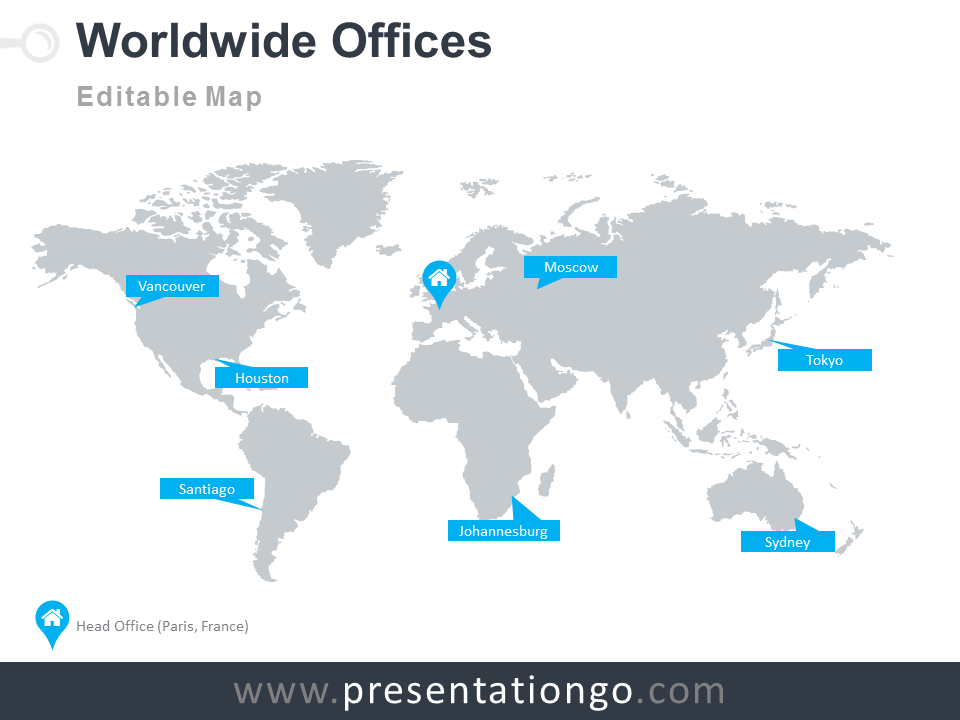 Free Worldmap Wordwide Offices PowerPoint Template