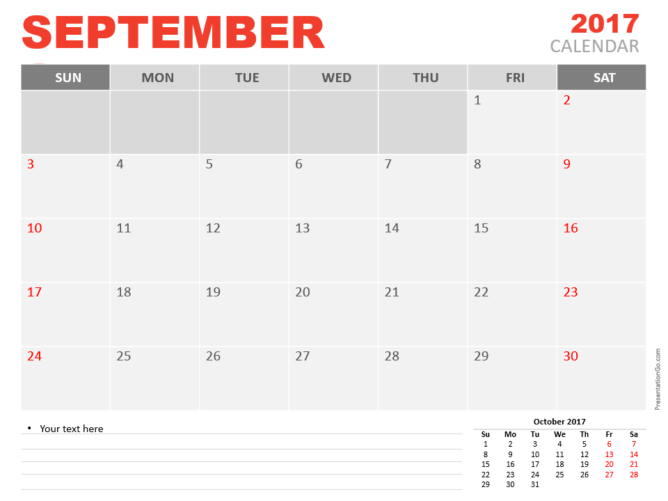 September 2017 PowerPoint Calendar - PresentationGO