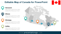 Free PowerPoint Map of Canada with Provinces