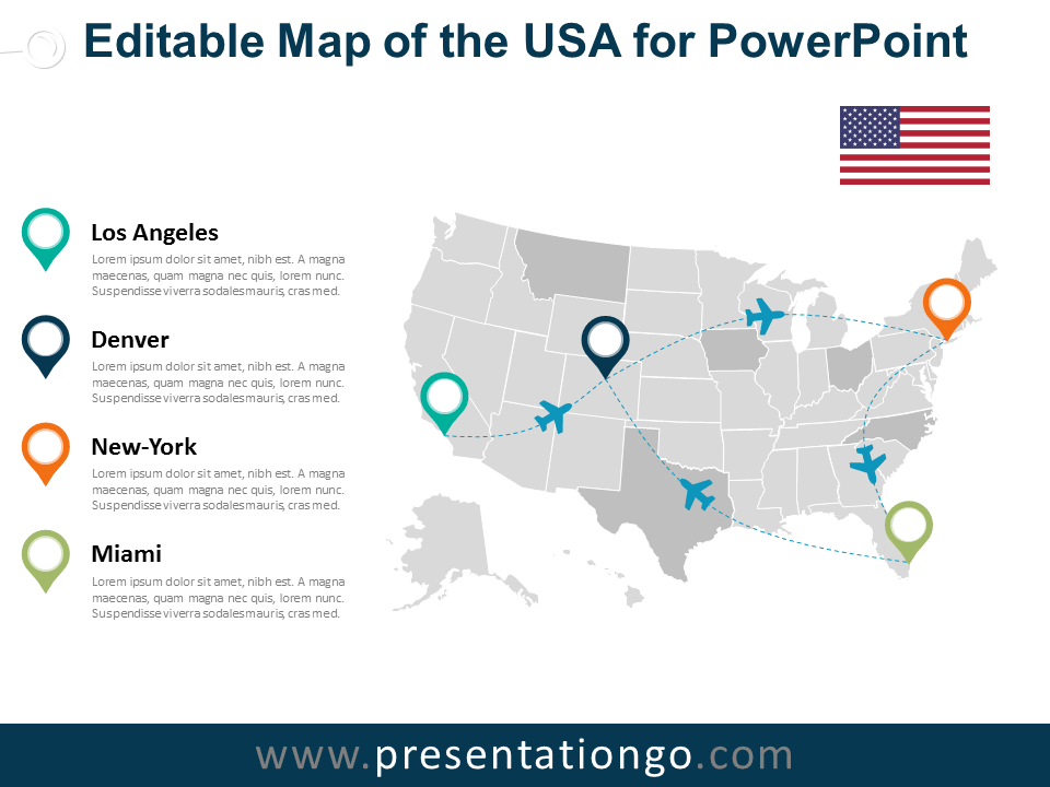 Abstract tree dimensional map of United States, with national flag