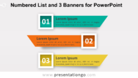 Numbered List with 3 Banners or Ribbons for PowerPoint