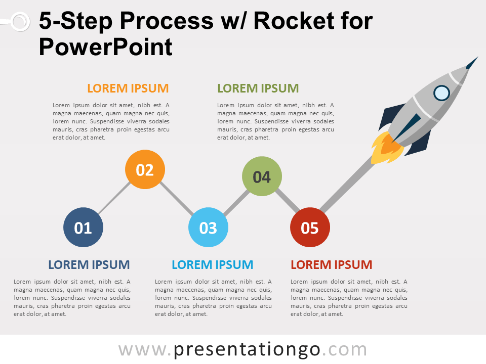 5 step process with rocket for powerpoint presentationgo com