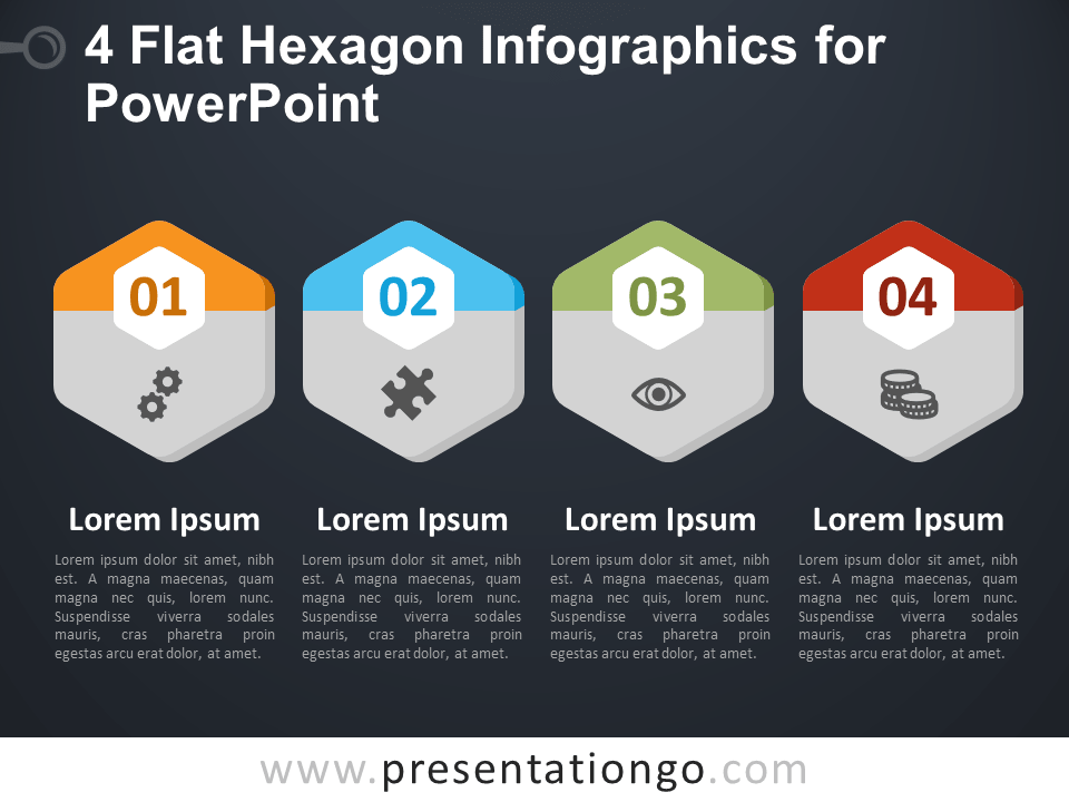 4 flat hexagon infographics for powerpoint presentationgo com infographics in powerpoint