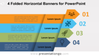 4 Folded Horizontal Banners - Free PowerPoint Diagram