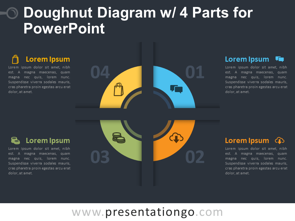 Doughnut Diagram with 4 Parts for PowerPoint ... venn diagram of space 