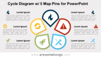 Free Cycle Diagram with 5 Pins for PowerPoint