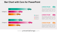 Free Horizontal Bar Chart with Cars for PowerPoint