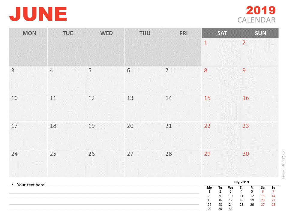 june 2019 calendar for powerpoint presentationgo com june calendar 2019