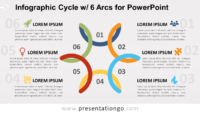 Free Cycle Diagram with 6 Arcs for PowerPoint
