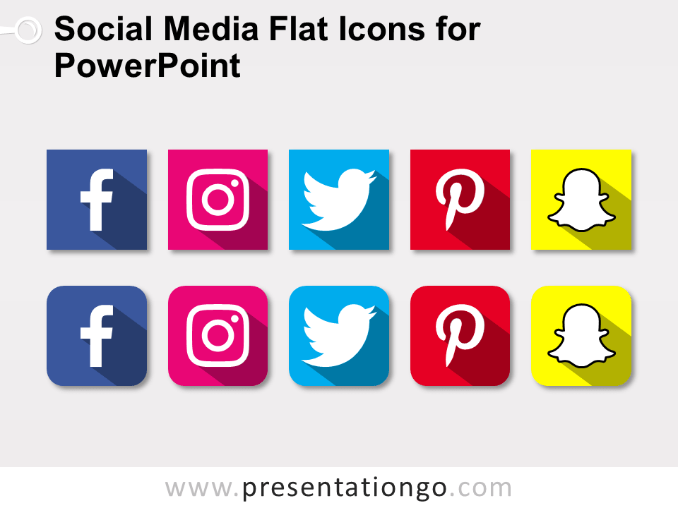 Free Social Media Flat Icons for PowerPoint