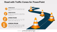 Free Winding Road with Traffic Cones for PowerPoint