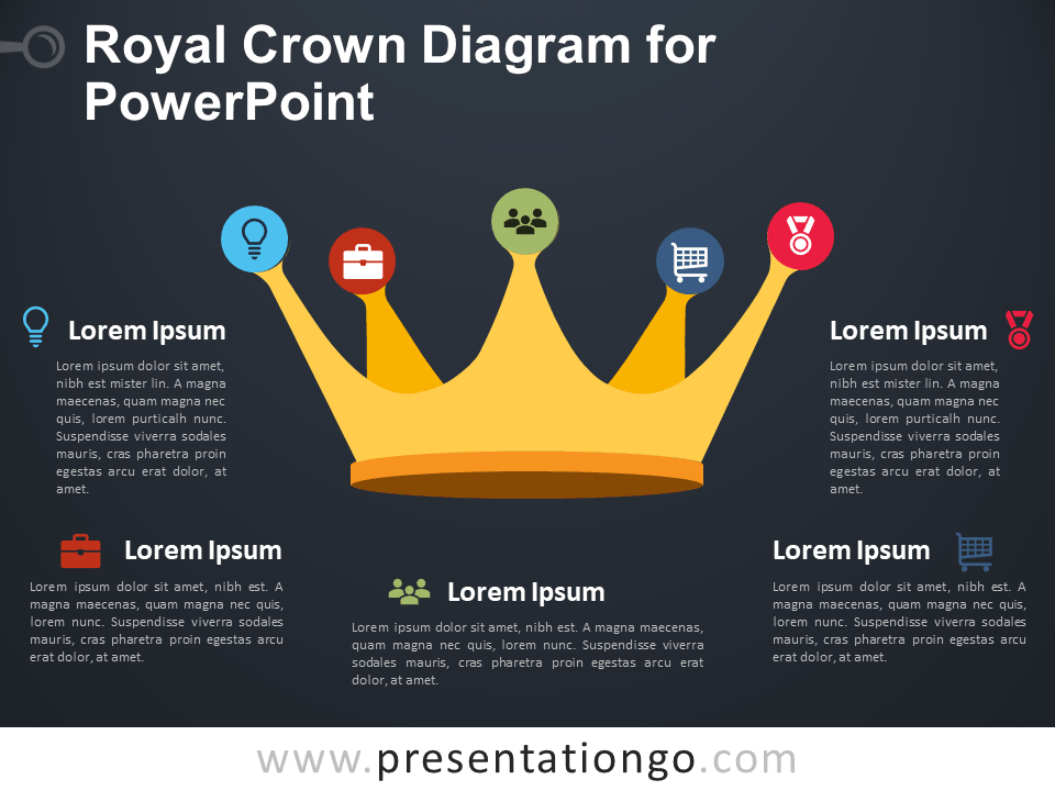 Royal Crown Diagram for PowerPoint - PresentationGO.com venn diagram icon 
