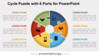 Free Cycle Puzzle with 6 Parts for PowerPoint