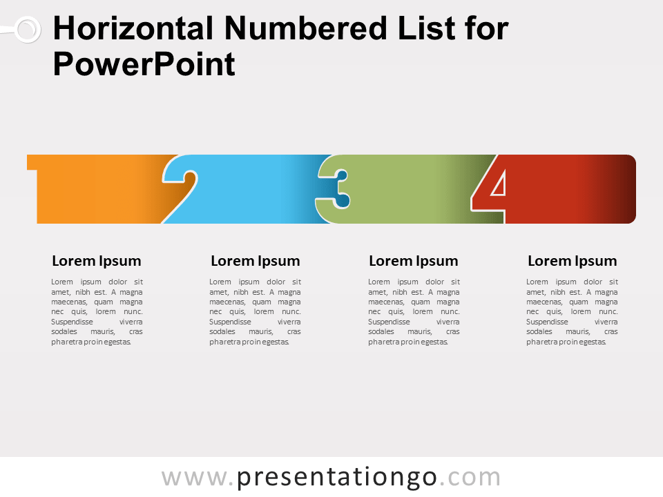 Free Horizontal Numbered List for PowerPoint