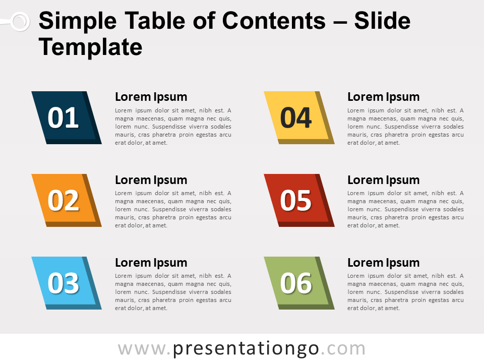 Table Of Contents Template For Ppt