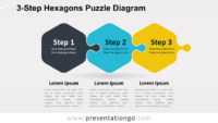 Free 3-Step Hexagons Puzzle Diagram for PowerPoint and Google Slides