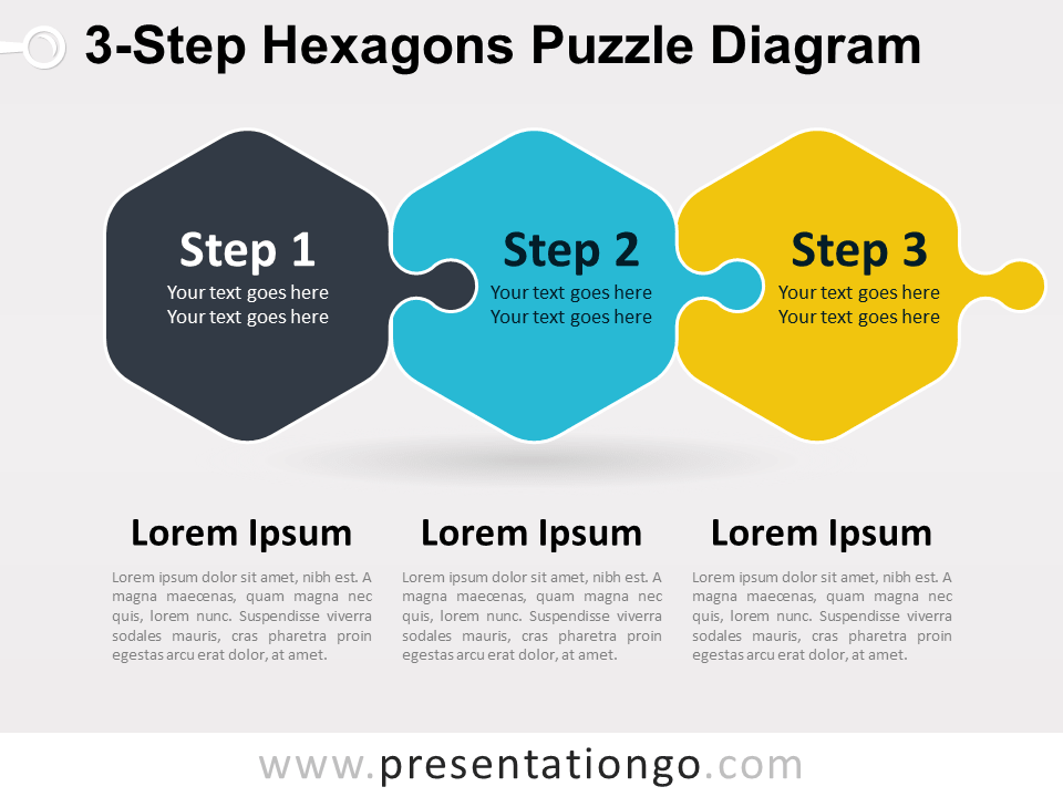 3 Step Hexagons Puzzle Diagram For Powerpoint Presentationgo