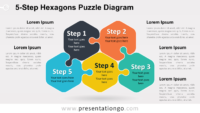 Free 5-Step Hexagons Puzzle Diagram for PowerPoint and Google Slides