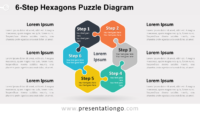 Free 6-Step Hexagons Puzzle Diagram for PowerPoint and Google Slides