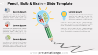 Free Pencil, Bulb and Brain for PowerPoint and Google Slides