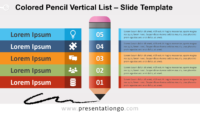 Free Colored Pencil Vertical List for PowerPoint and Google Slides