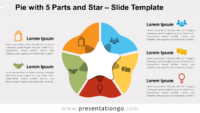Free Pie w/ 5 Parts and Star PowerPoint Diagram