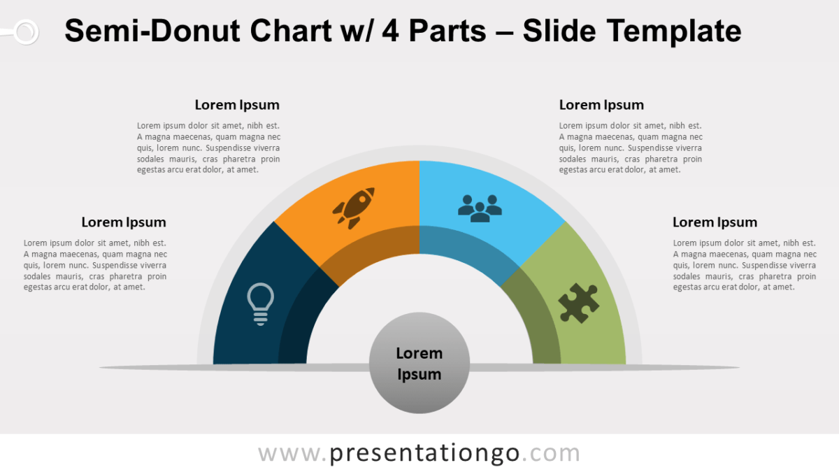 Semi-Donut Chart with 4 Parts for PowerPoint and Google Slides