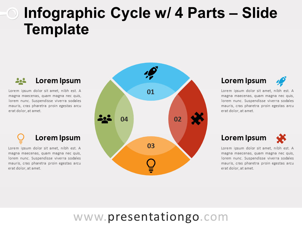 Infographic Cycle With 4 Parts For Powerpoint And Google Slides