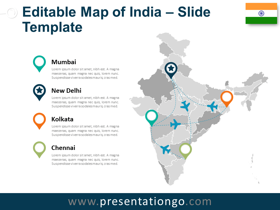 India Editable PowerPoint Map - PresentationGO