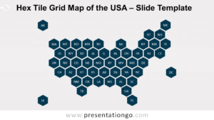 Free Hex Tile Grid Map of the USA for PowerPoint and Google Slides