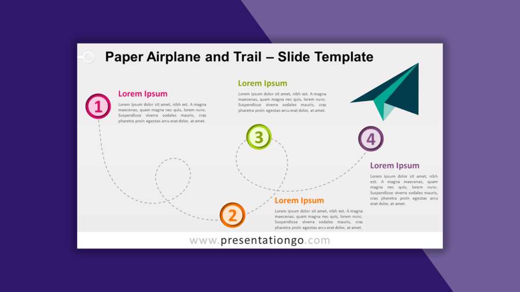 Paper Airplane and Trail Timeline for PowerPoint and Google Slides