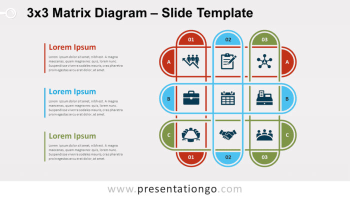 3x3 Matrix Diagram for PowerPoint and Google Slides