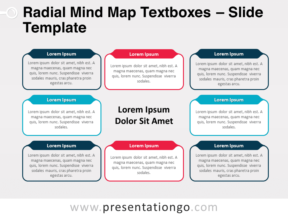 Cajas De Texto De Mapa Mental Radial Para PowerPoint Y Google Slides