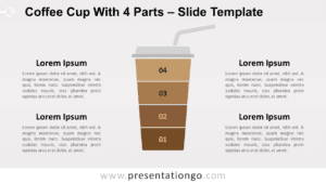 Free Coffee Cup with 4 Parts for PowerPoint and Google Slides