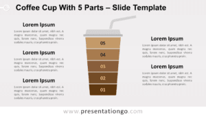 Free Coffee Cup with 5 Parts for PowerPoint and Google Slides