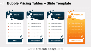 Free Four Bubble Pricing Tables Infographics for PowerPoint and Google Slides
