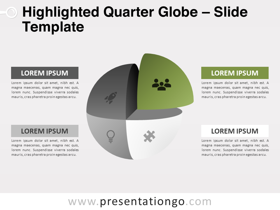 Interactive quarter globe template for engaging PowerPoint presentations