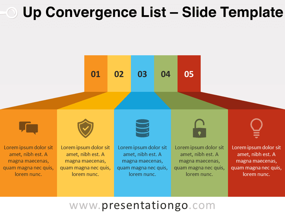 Modern design template showing the "Up Convergence List" for PowerPoint presentations.