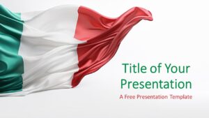 Cover slide of the Flag of Italy PowerPoint and Google Slides template featuring the Italian flag