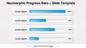 Neumorphic Progress Bars PowerPoint Template with Light Background Theme