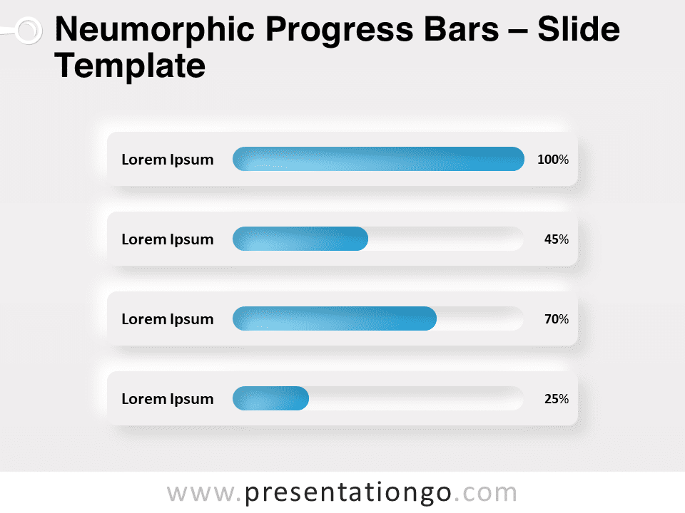 Preview of Neumorphic Progress Bars Template for PowerPoint Presentations