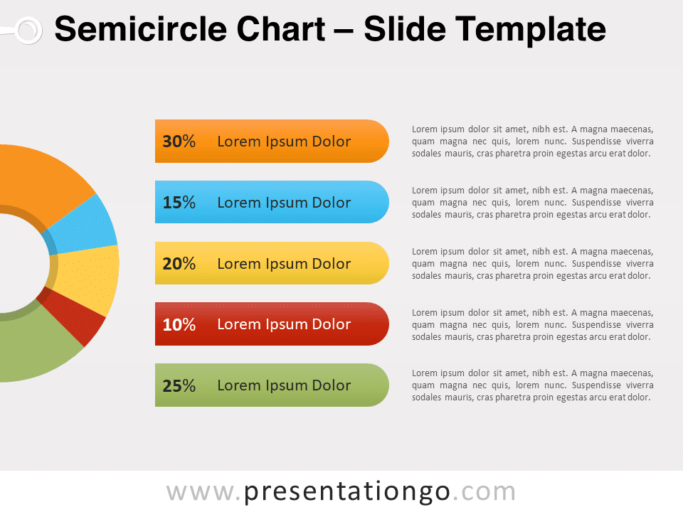 Preview of the featured Semicircle Chart Template Slide for PowerPoint presentations.