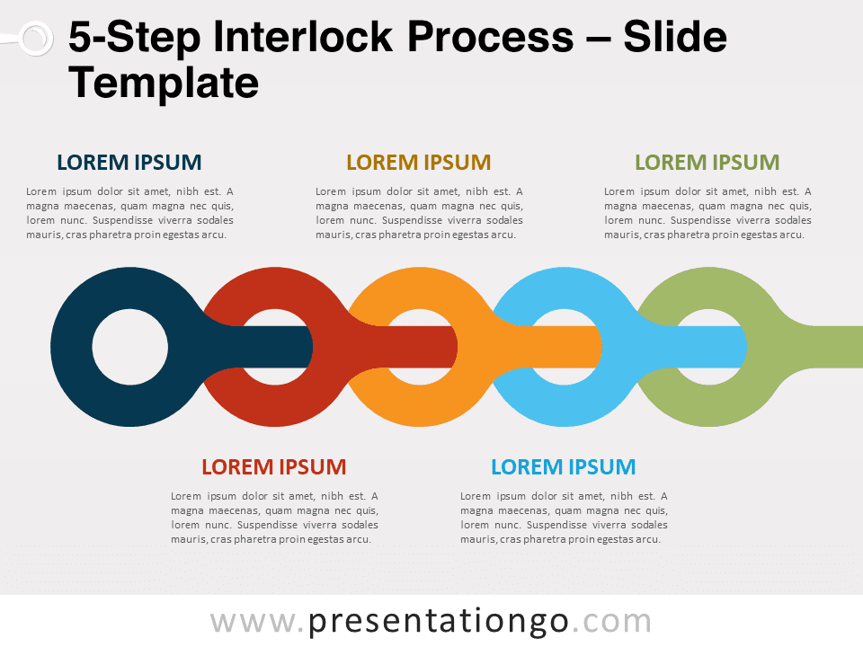 Preview of the 5-Step Interlock Process template in PowerPoint format showcasing interconnected design elements.