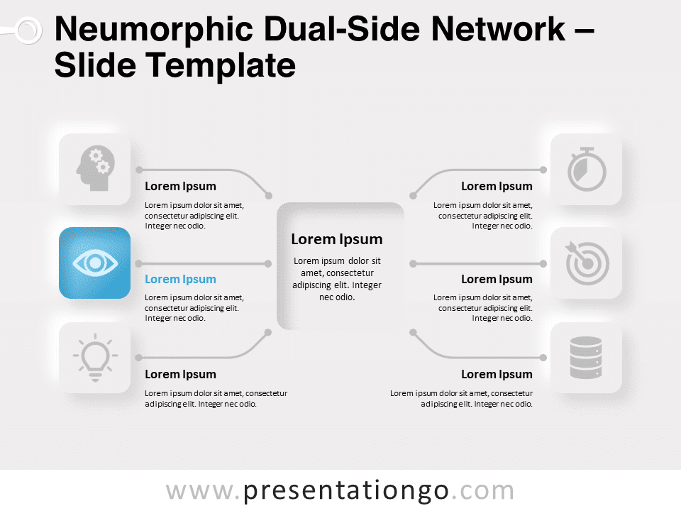 Preview of Neumorphic Dual-Side Network template slide for PowerPoint presentations.