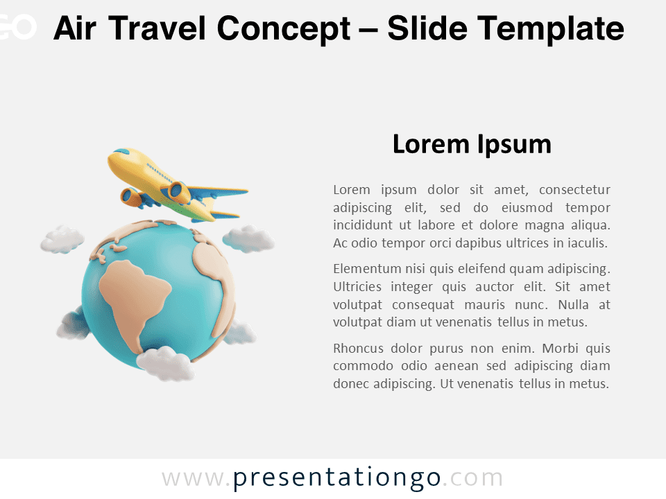 Air Travel Concept featured slide preview for PowerPoint presentation template.