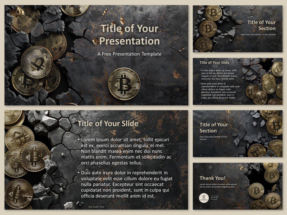 Preview of Bitcoin Stone Presentation Template with 6 slides for PowerPoint