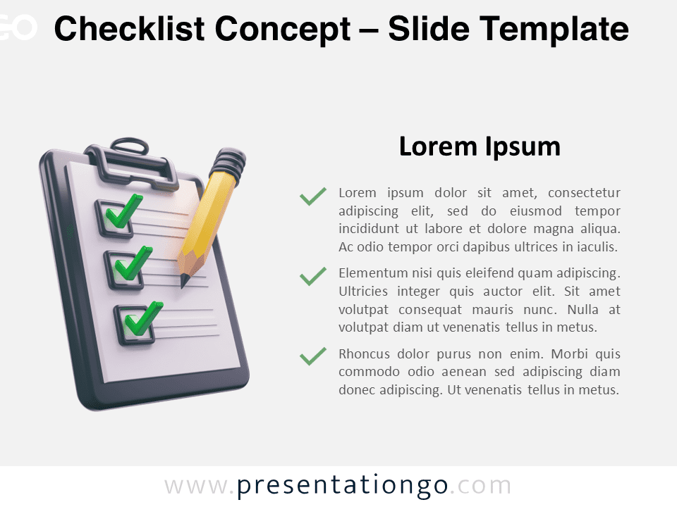 A preview of the Checklist Concept slide template for PowerPoint presentations.