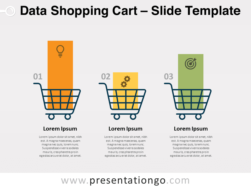 Preview of Data Shopping Cart template enhancing PowerPoint presentation visuals