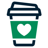 icon of a coffee cup for 'support us' - PresentationGo